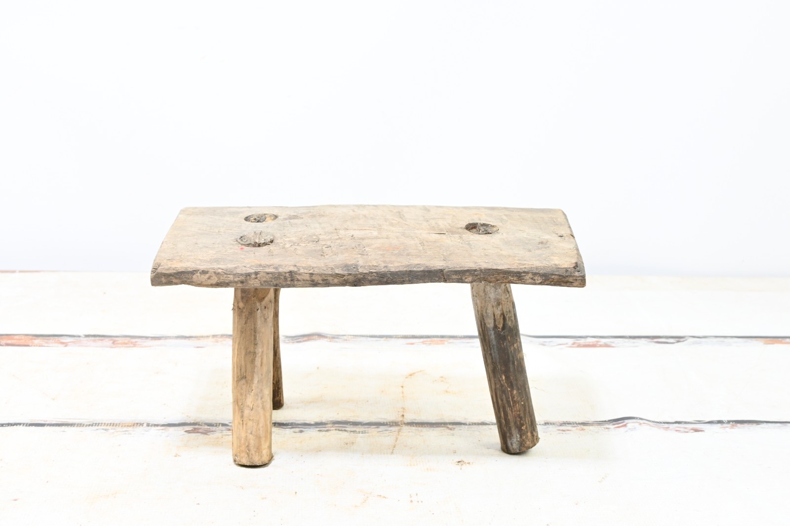 Antique . Primitive Handmade Wood Stool Milking Stool 3 Leg Barn Stool #4