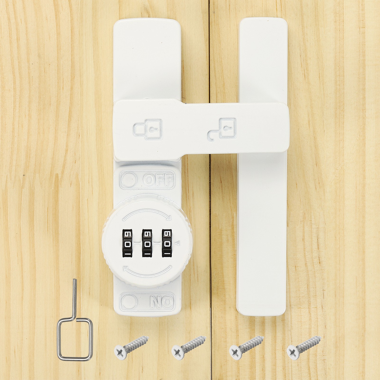 For 180 Degree 3 Digit Sliding Door Folding Lock, White