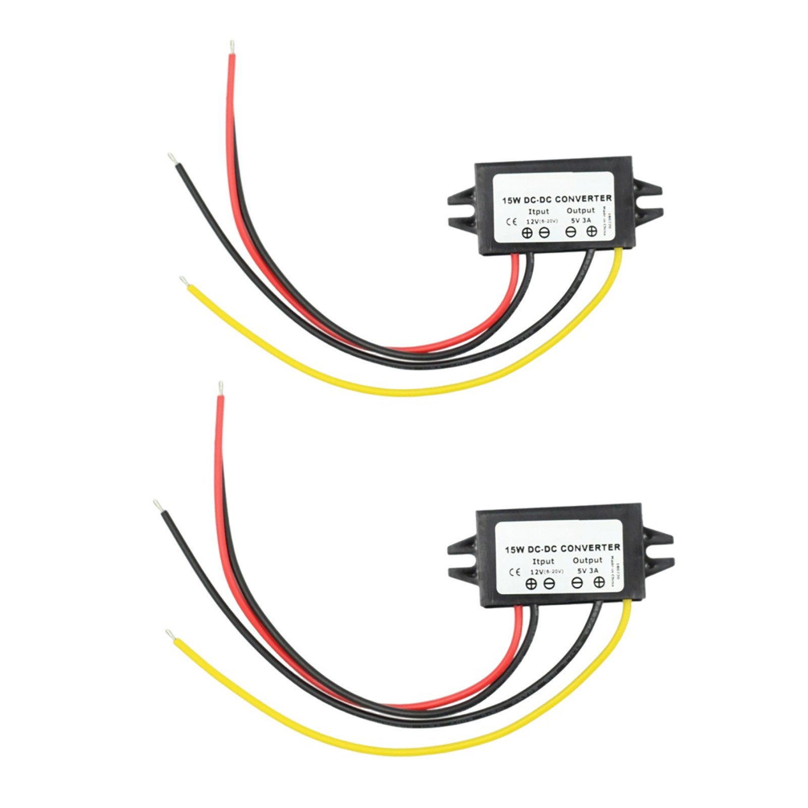 Maintenance 2PC DC12V to 5V Power Converter 3A 15W with Short Circuit Protection