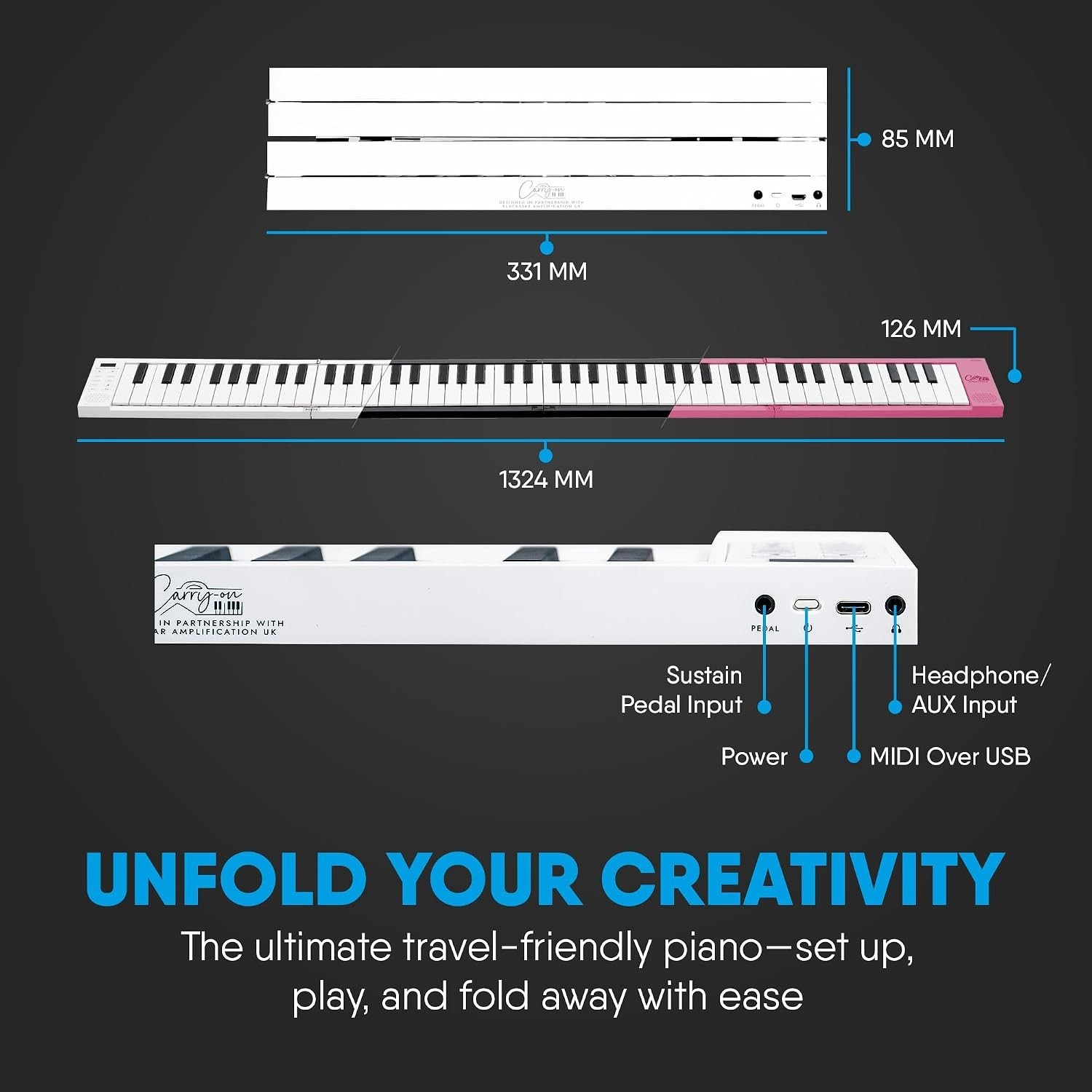Portable 88 Keys USB MIDI Controller Digital Piano - Rechargeable & Foldable