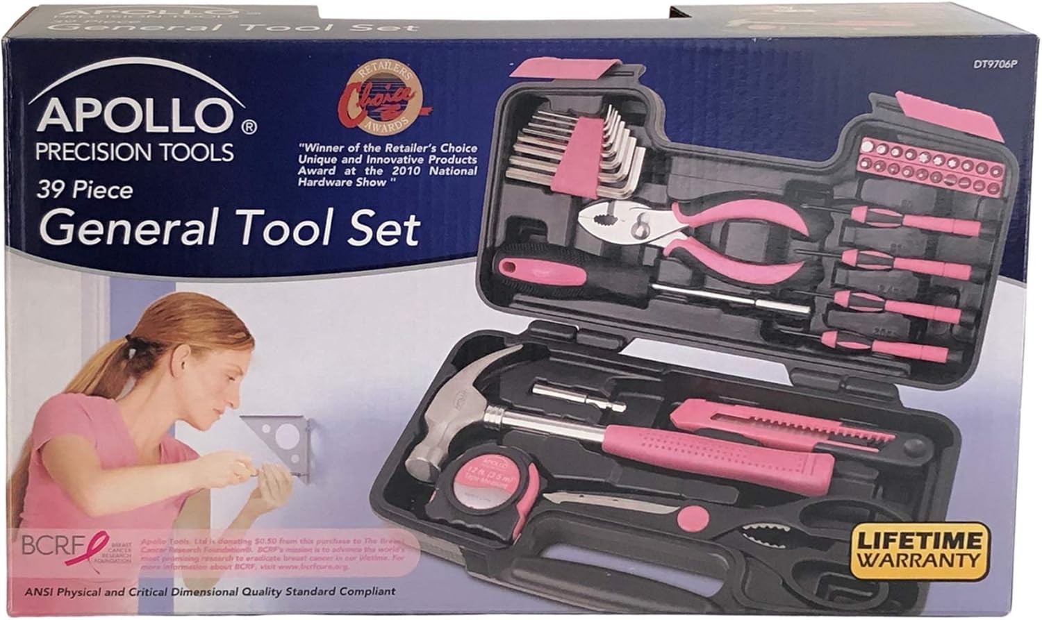 Apollo Tools Original 39 Piece General Household Tool Set in Toolbox Storage Cas