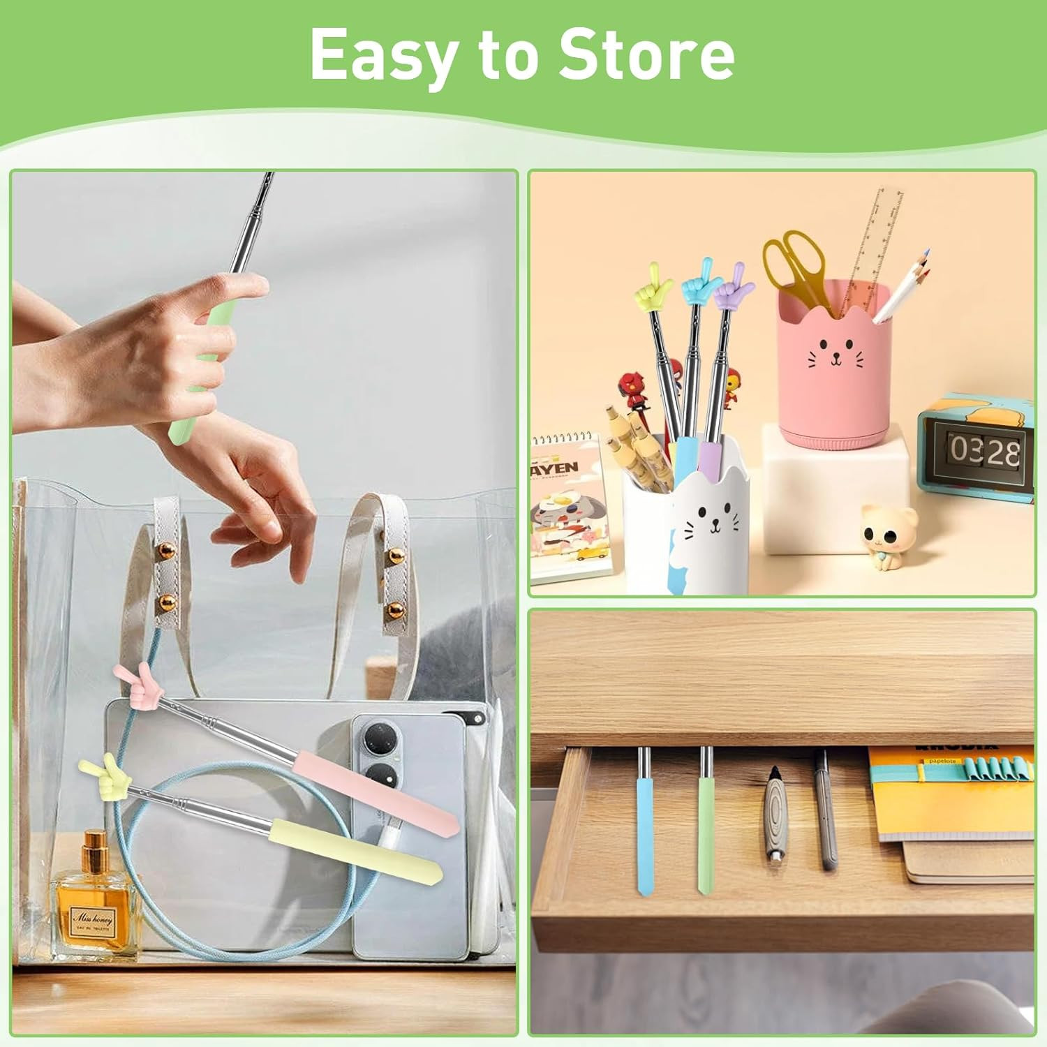 6PCS Pointer Finger Stick, Extendable Colorful Finger Pointer Stick, Mini Retrac