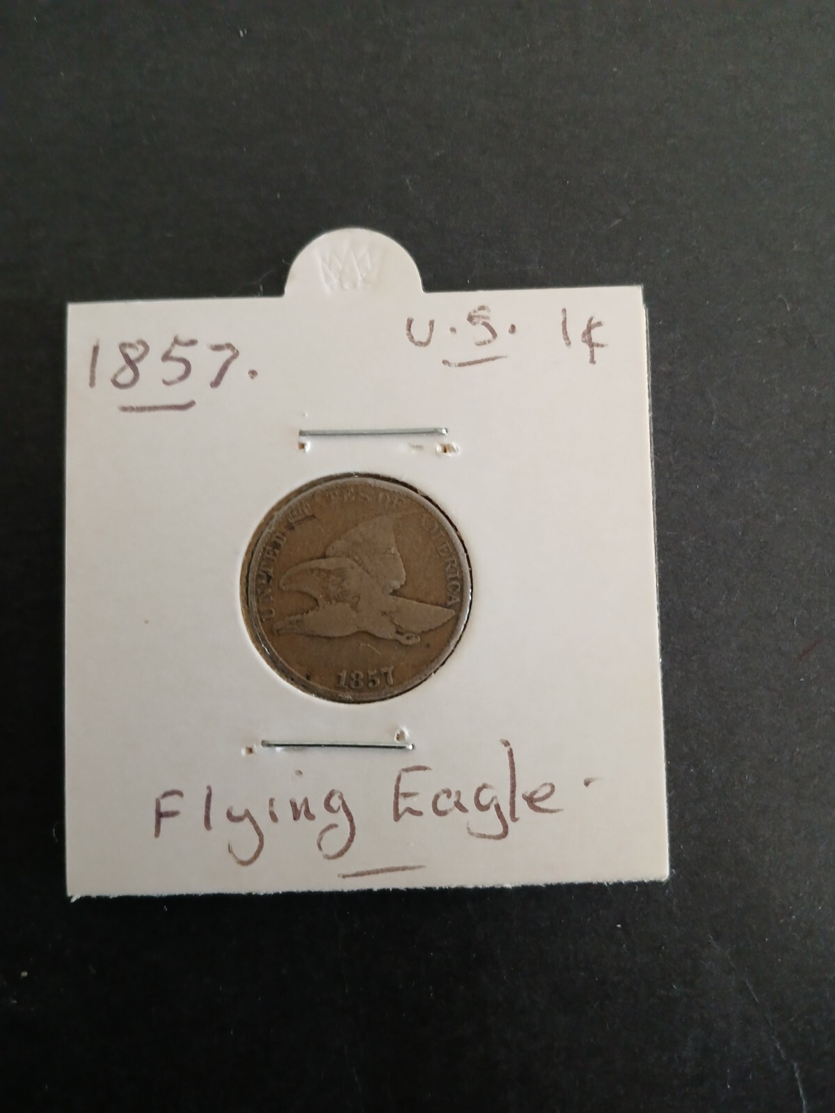 Coins US 1857 circ 1 cent Flying Eagle RARE.