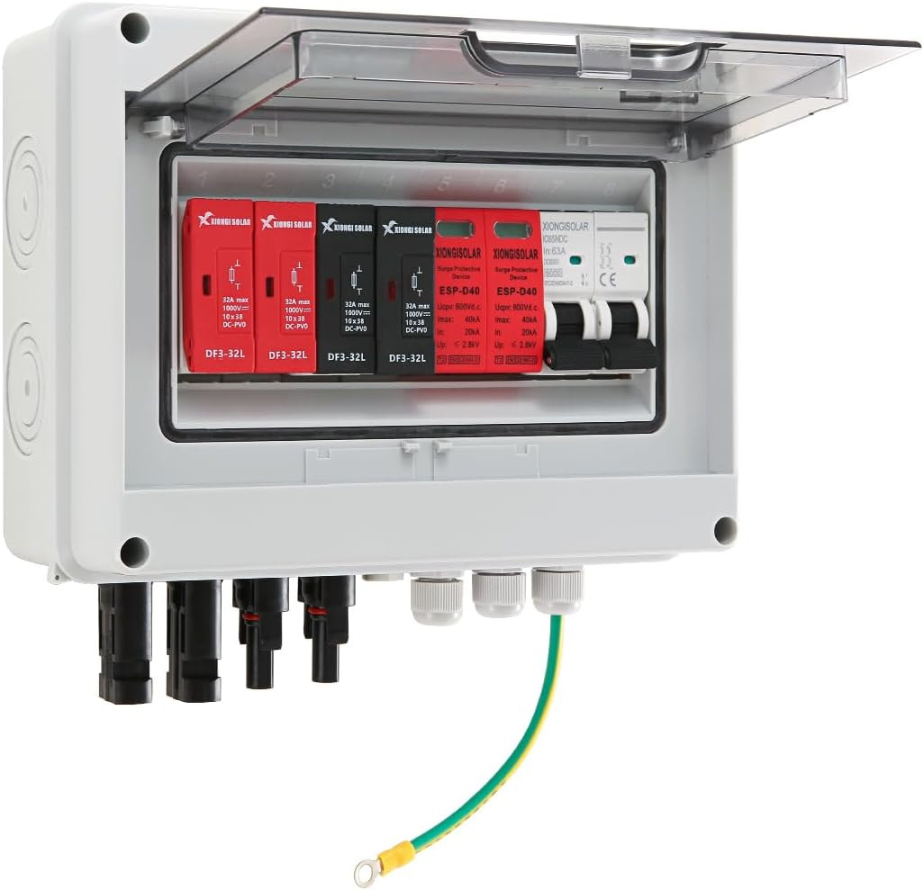 VOU 600V Solar DC PV Combiner Box,2 String with Lightning Arrester Connector for