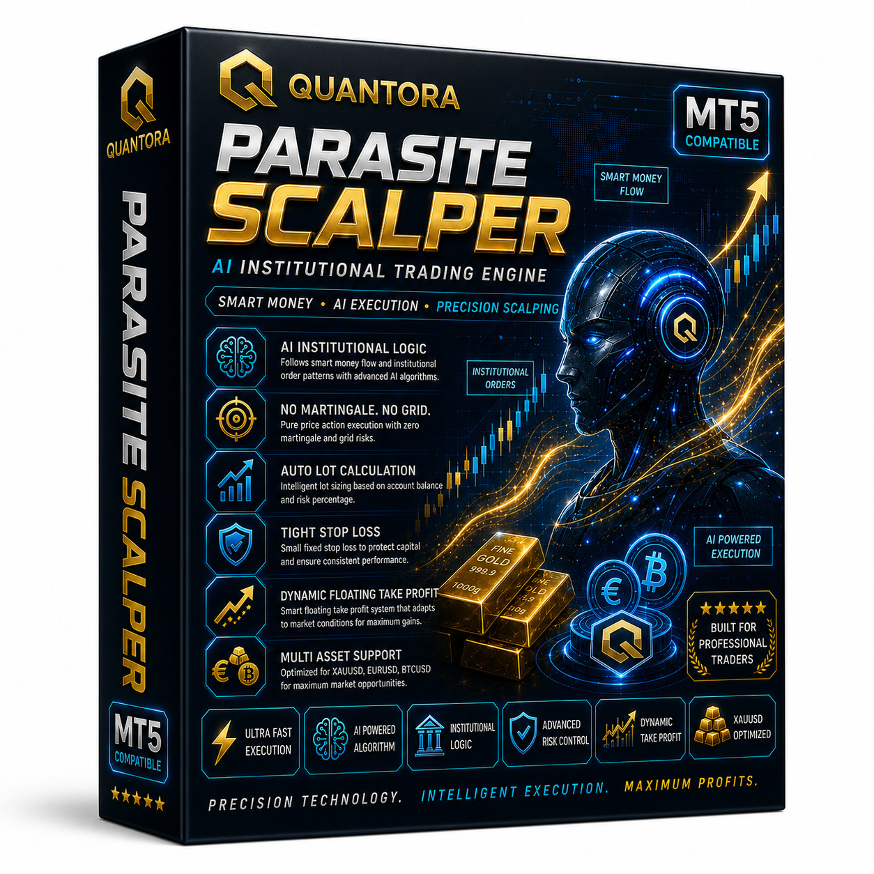 Quantora Parasite Scalper EA | MT5 AI Forex Trading Robot | Gold Expert Advisor
