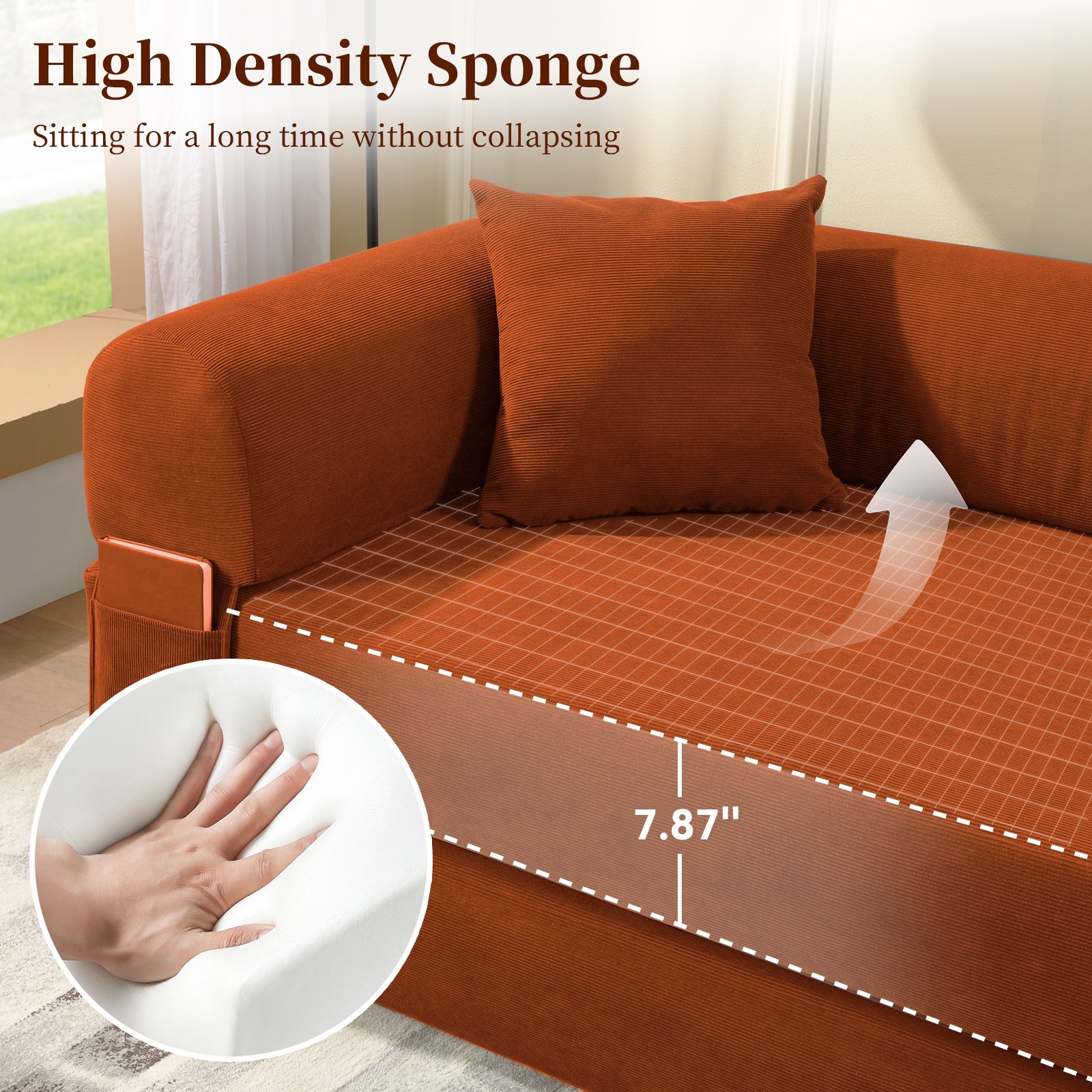 80" Queen Convertible Sofa Bed, No Assembly Modern Boneless Couch Sofa in Box