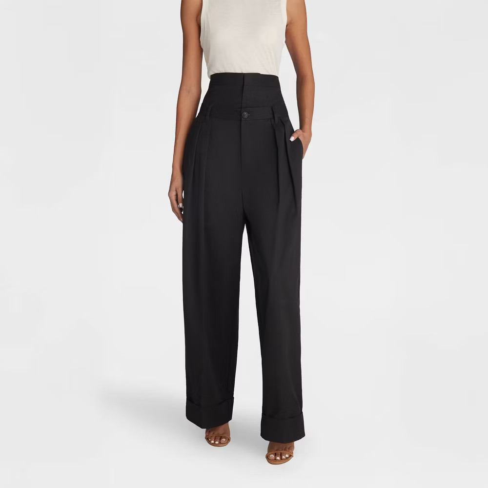 KBB by KAHLANA Women's Baggy Leg 'The Waist Curtain Trouser' - Black