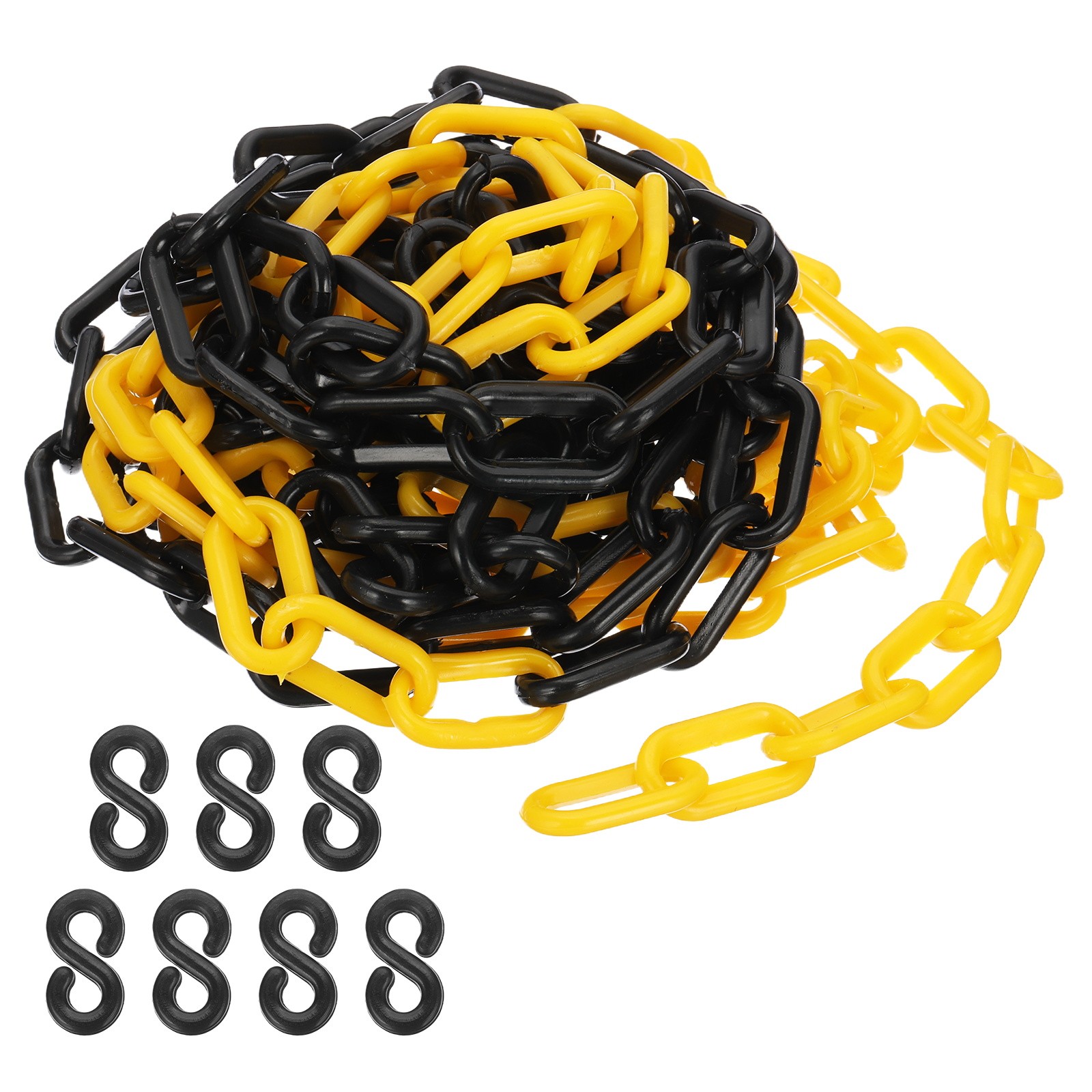 Yellow/Black Plastic Chain, 16 ft 6mm Safety Barrier Chain