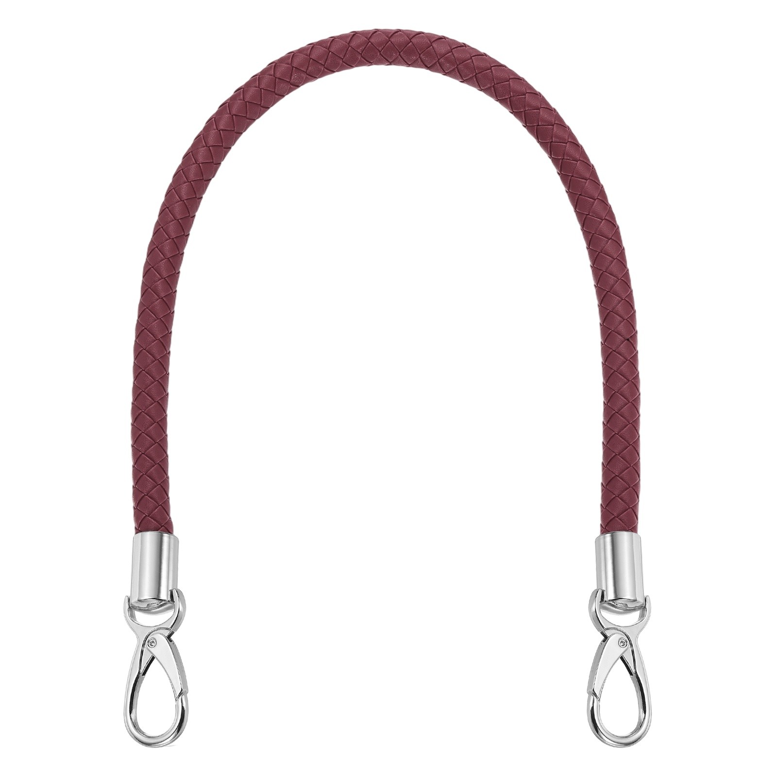 55cm 21.7" Braided Purse Strap Leather Burgundy (Silver White Buckle)