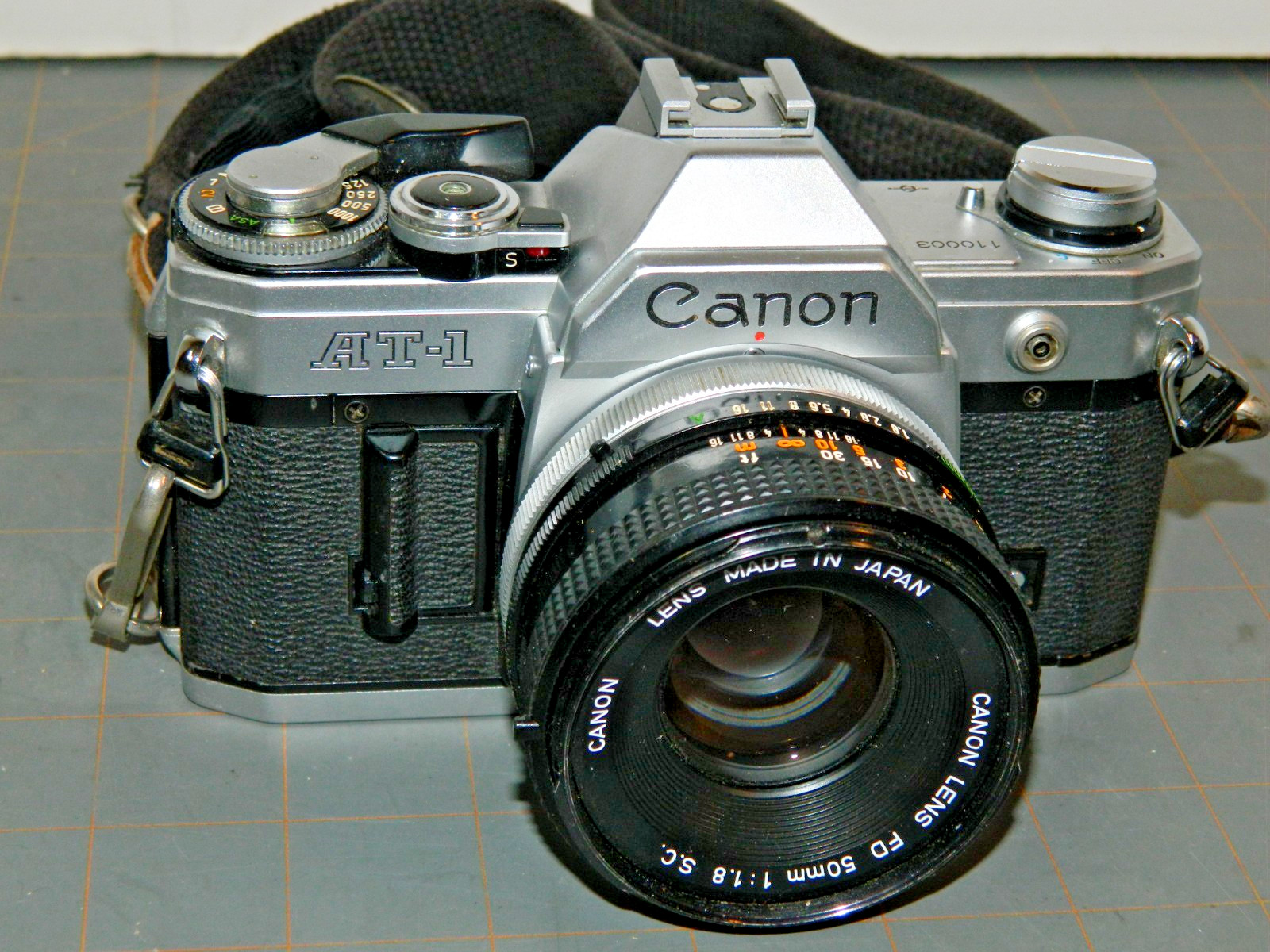 Canon AT-1 35mm Film SLR Camera Kit W 50mm 1:1.8 Lens Tested And Working!