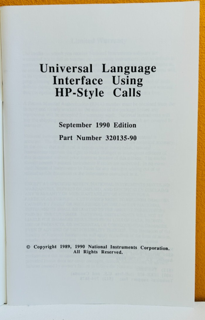 National Instr 320135-90 1990 Universal Language Interface Using HP-Style Calls.