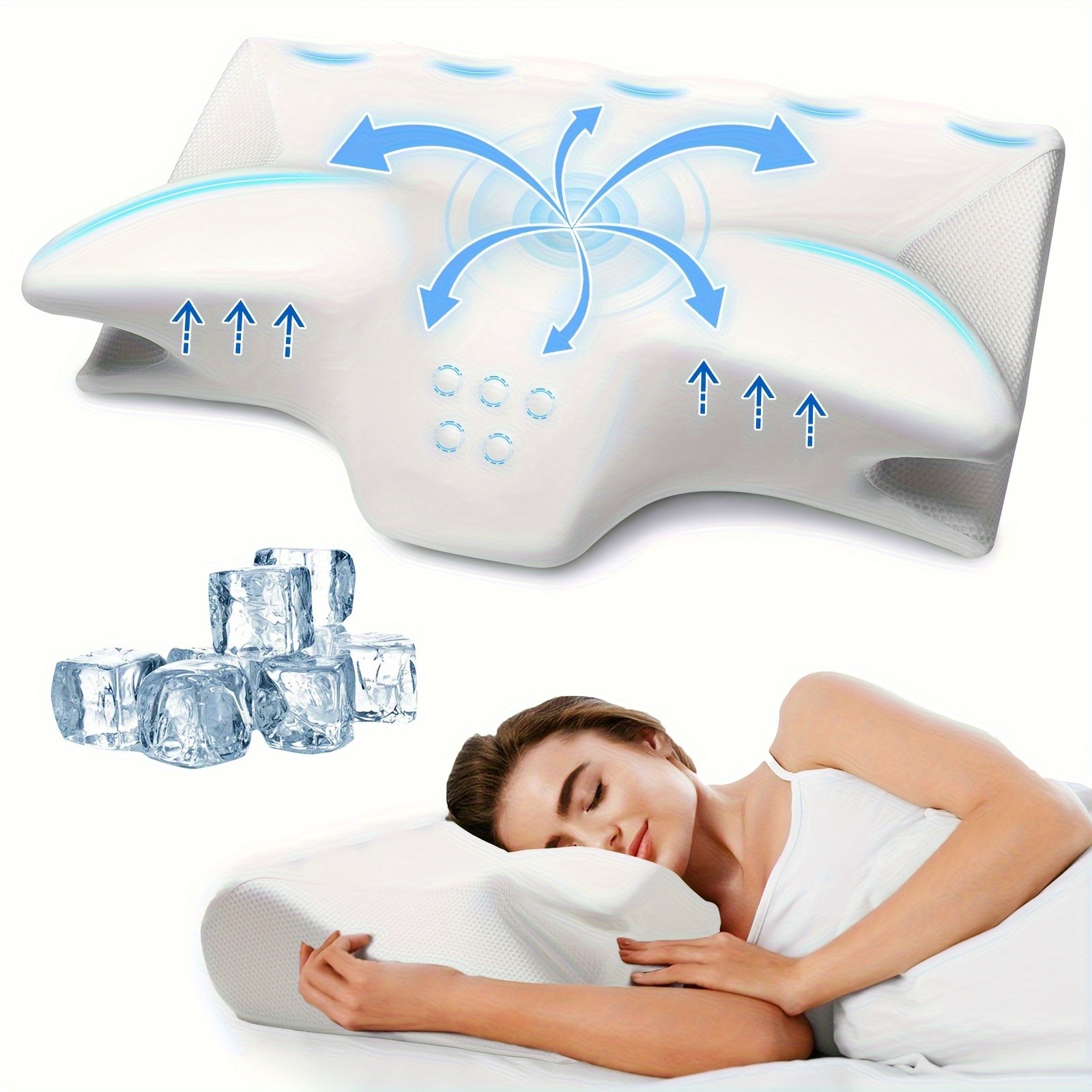 Neck And Shoulder Cervical Pillow, Contoured Design, Ergonomic Support for Side,