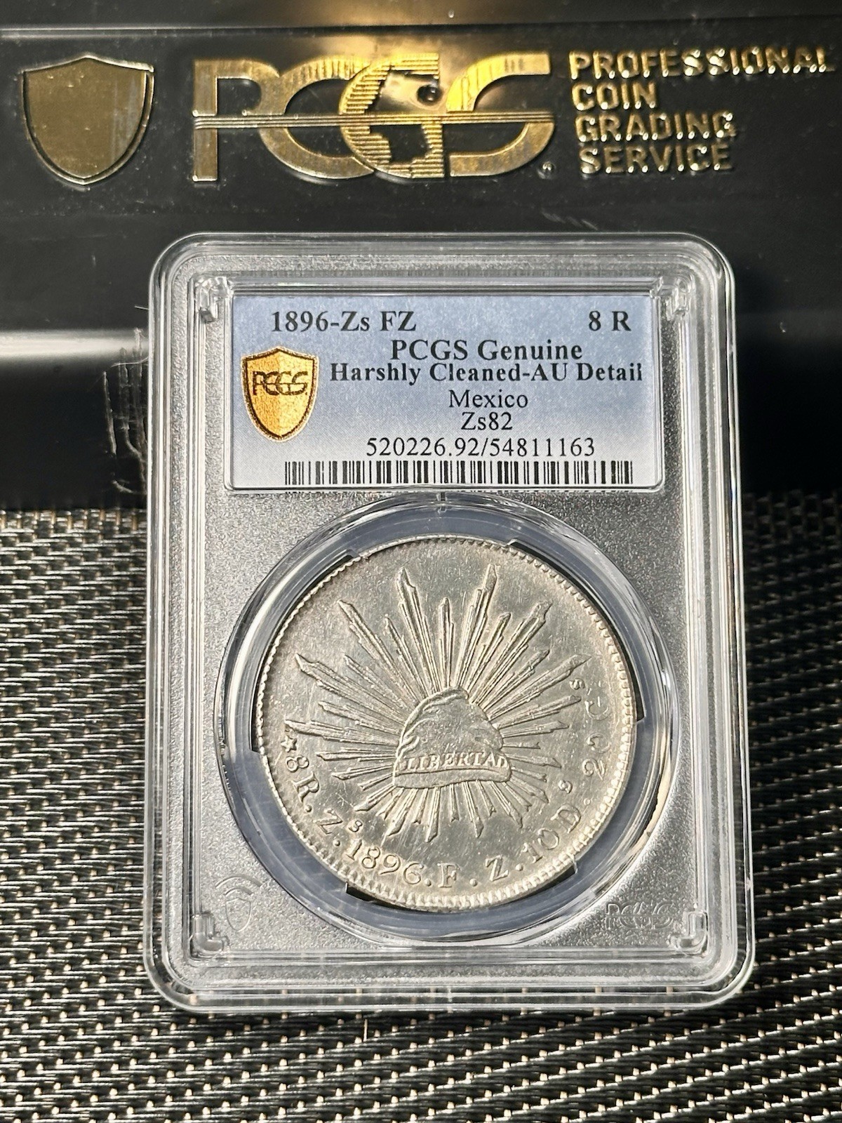 1896-Zs FZ Mexico 8 Reales Silver Zacatecas PCGS Au Clean Beautiful Coin Zs82