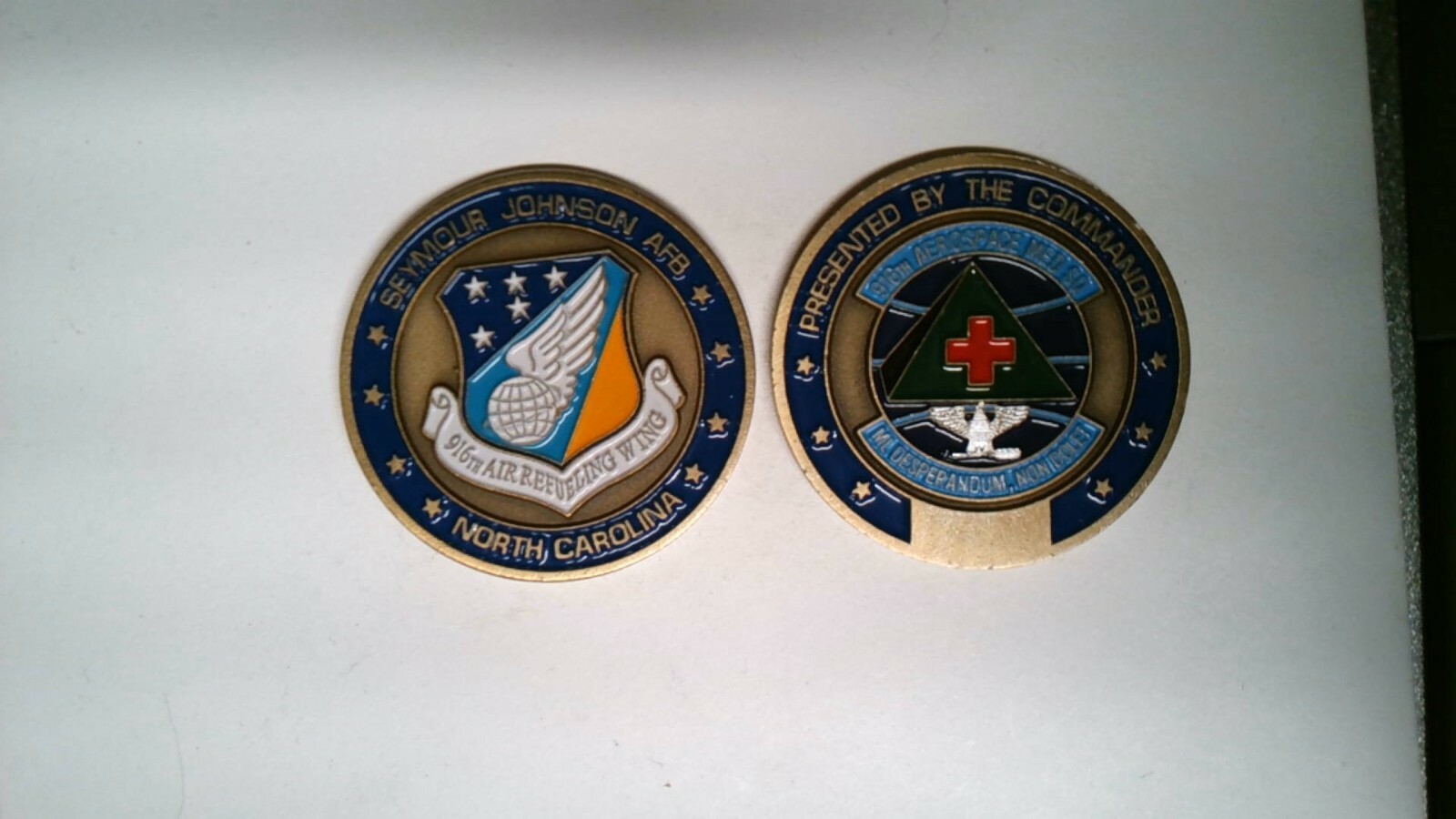 CHALLENGE COIN 916TH AIR REFUELING WING SEYMOUR JOHNSON AFB NC AEROSPACE MEDICAL
