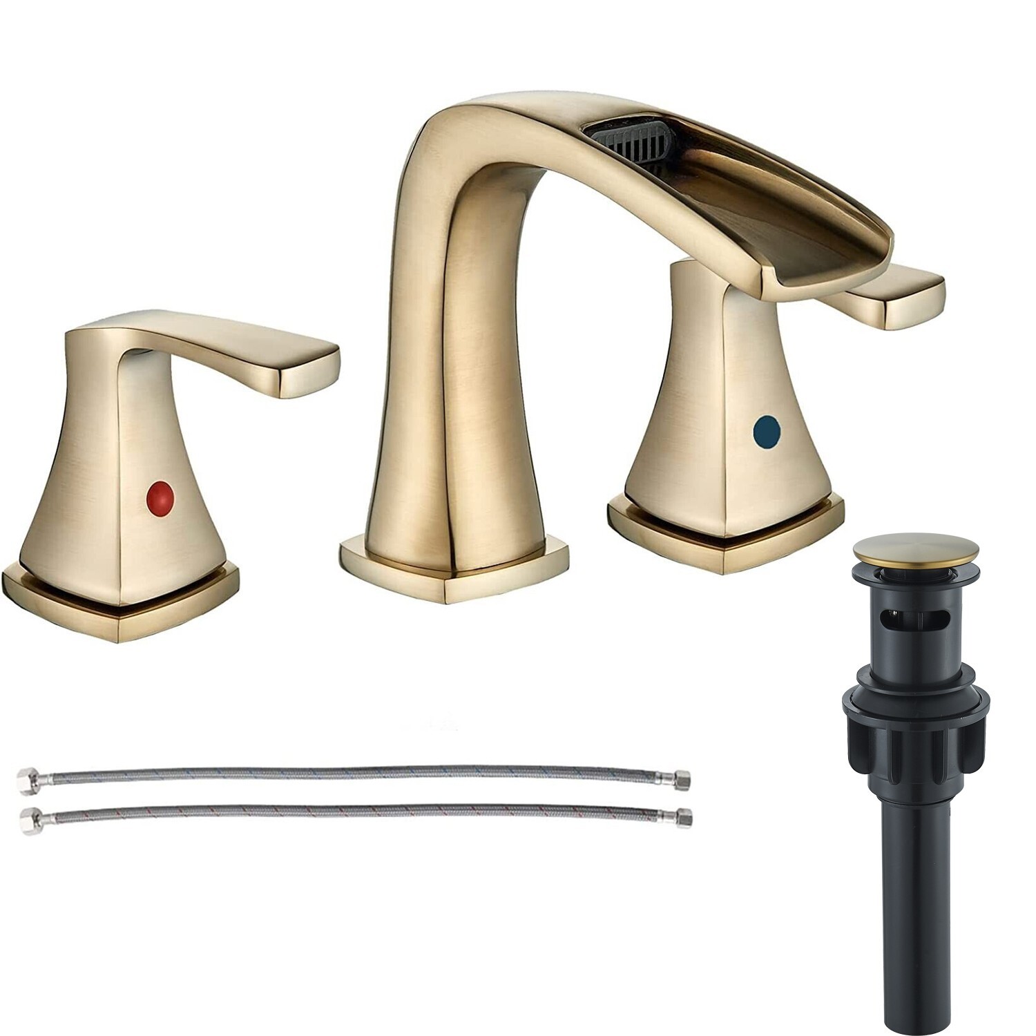 Gold Bathroom Faucet 8 In Widespread Faucet Sink 3Hole Dual Handle Vanity Faucet