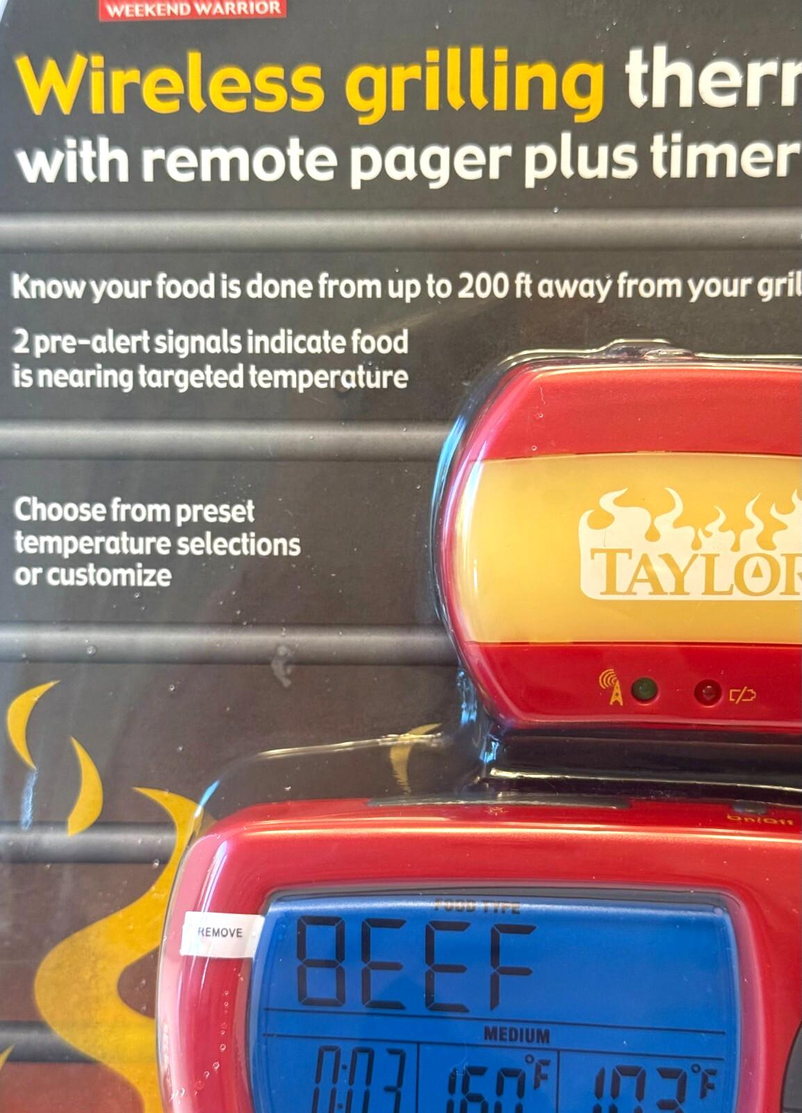 Taylor Weekend Warrior Wireless Grilling Thermometer W/Remote Pager-Timer-NEW!
