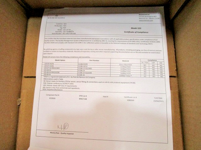 ROSEMOUNT 225-07-56 CONDUCTIVITY SENSOR *NEW*