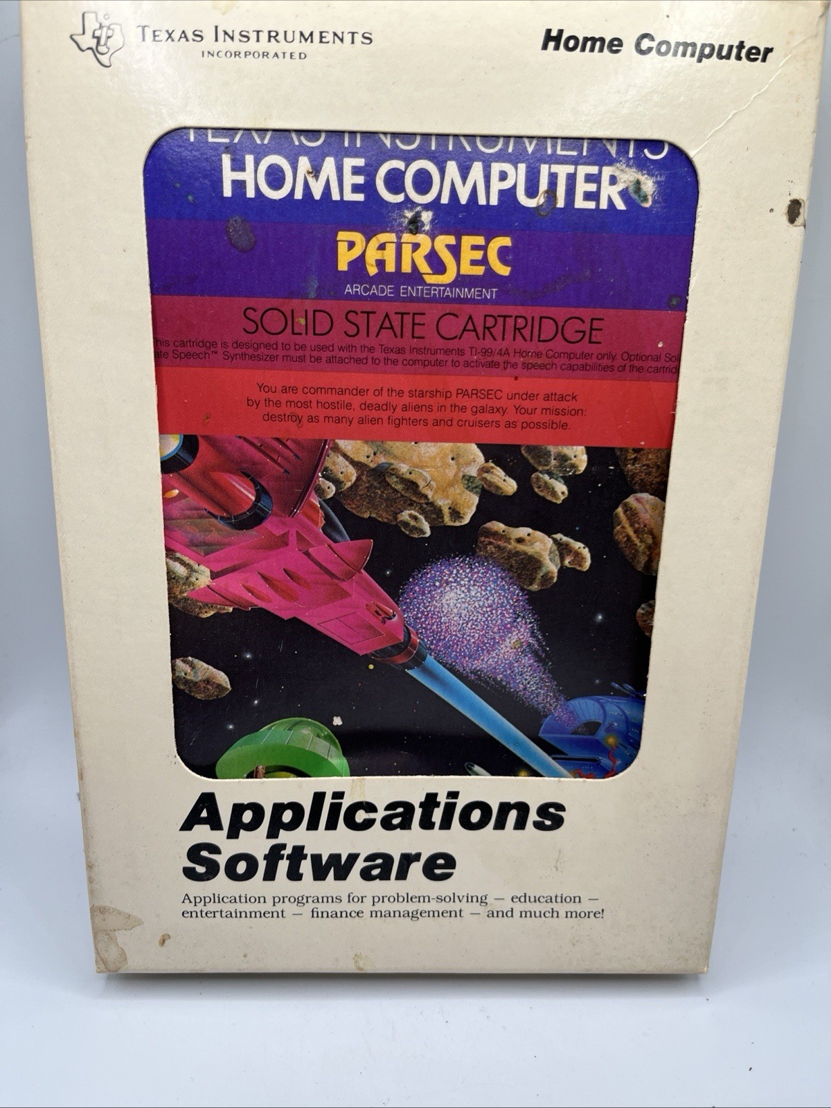 TI PARSEC 1981 edition for TI 99/4A,  W booklet cartridge & original box