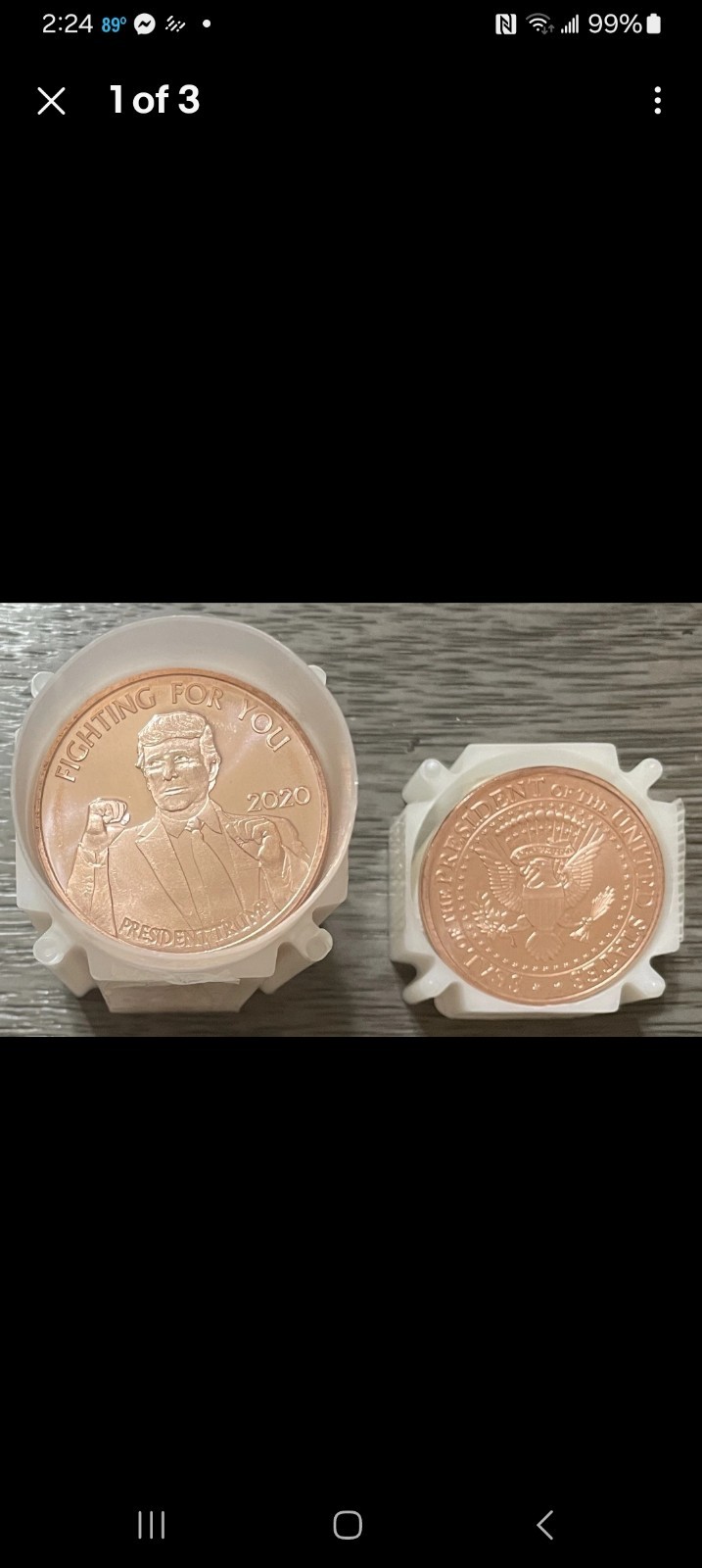 20 X 1 Ounce Trump Fighting For You Copper Rounds  (1 Tube Of 20). Fineness .999