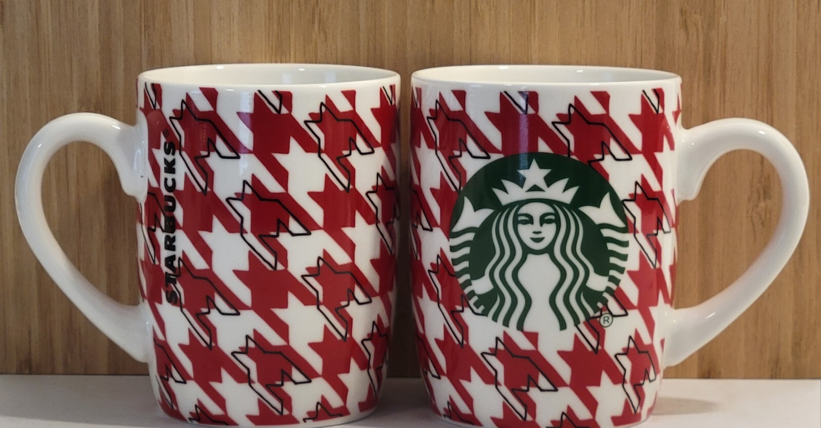 Starbucks Red & White 10 oz Mugs Lot Of 2
