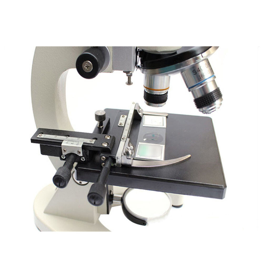 X-Y Movable Stage Attachable Microscope Mechanical Stage Plastic Lever w/Scale