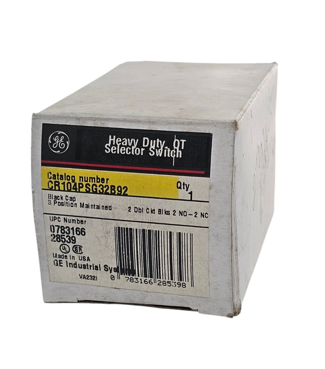 NIB GENERAL ELECTRIC CR104PSG32B92 SELECTOR SWITCH BLACK CAP