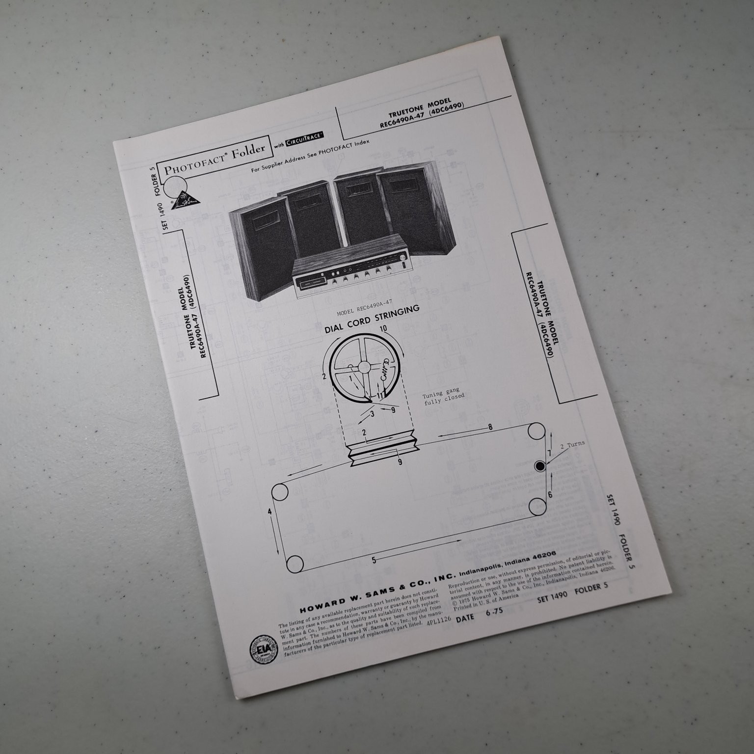 TRUETONE Manual REC6490A-47 (4DC6490) 1973 Photofact Illustrated Service