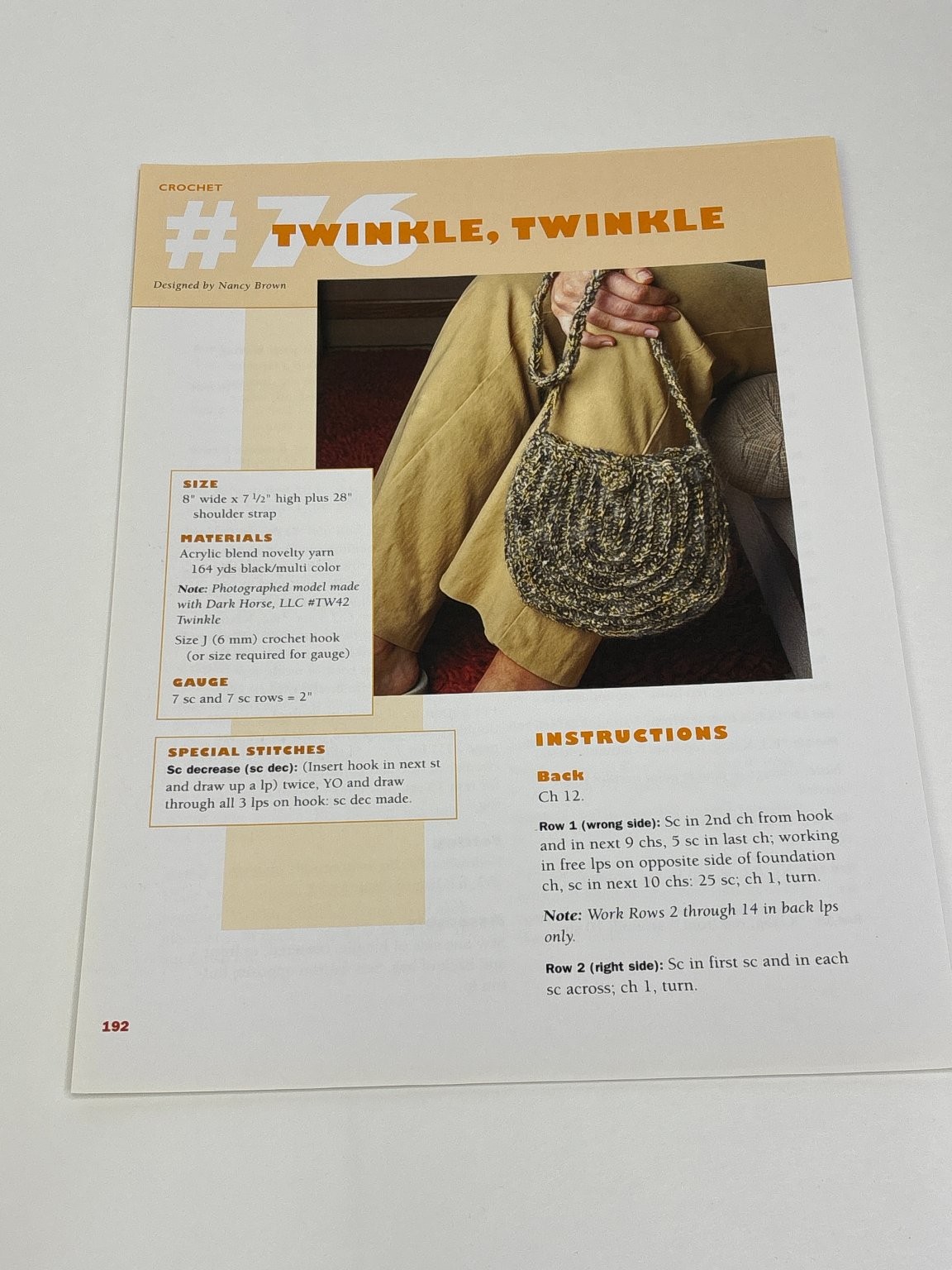 Twinkle Twinkle Crochet Pattern Purse Bag Accessory Book Pages