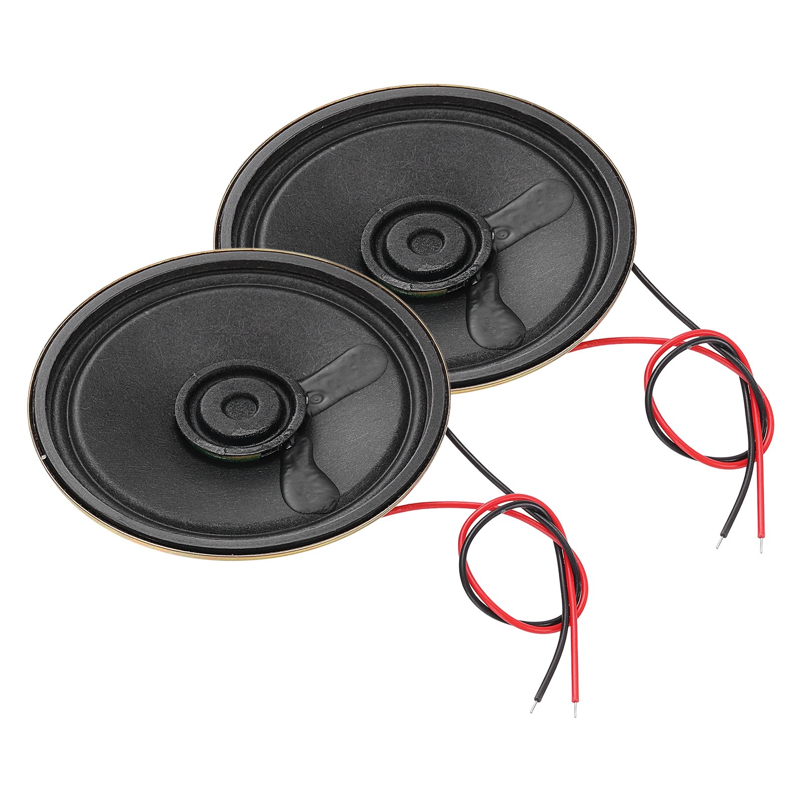 2 Pcs 2W 8 Ohm Small Speakers Metal Round Speaker with Wires, 50x12mm Black