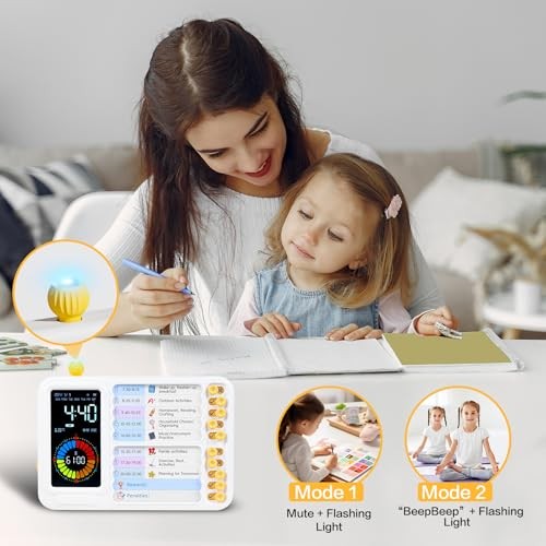 12/24 Hour Switching Task Timer, Timer for Kids, Visual Schedule for Kids White