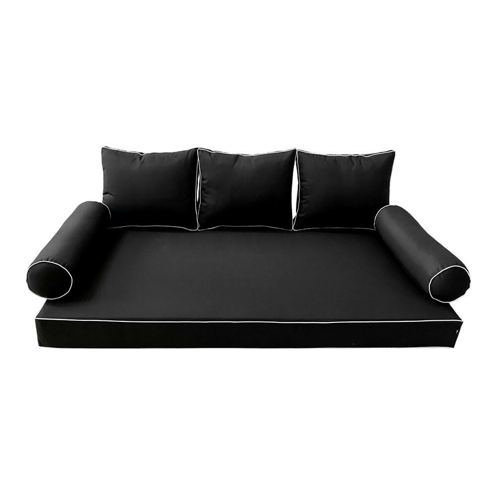 *COVER ONLY*-S3 Outdoor Daybed Mattress Bolster Pillow Contrast Trim Full AD109