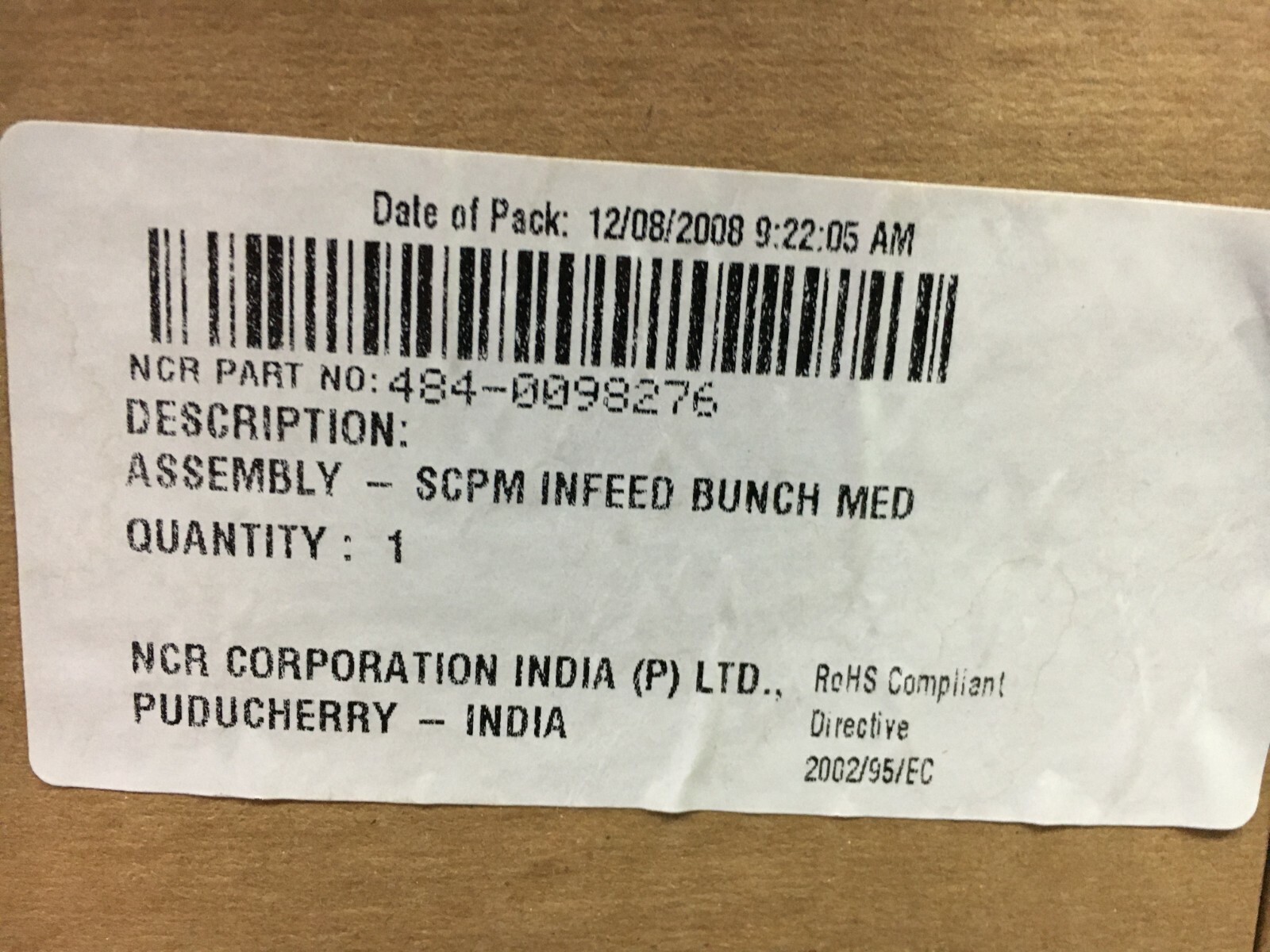 *NEW* NCR ATM SCPM Medium Infeed p/n 484-0098276