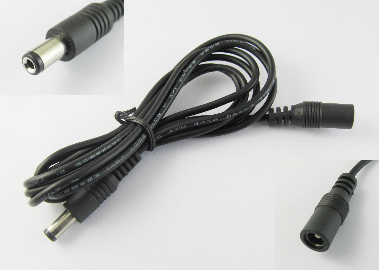CCTV DC Power Plug Jack Cable Socket 5.5x2.1mm Female To 5.5x2.1mm Male 1.5M/5FT