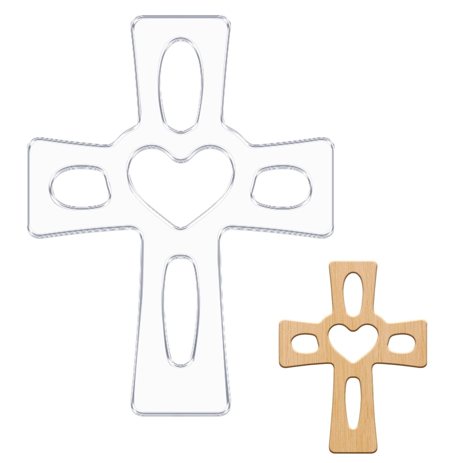 Clear Acrylic Router Template Hollow Heart Valet Tray Crosses 7.5x9.8 Inch