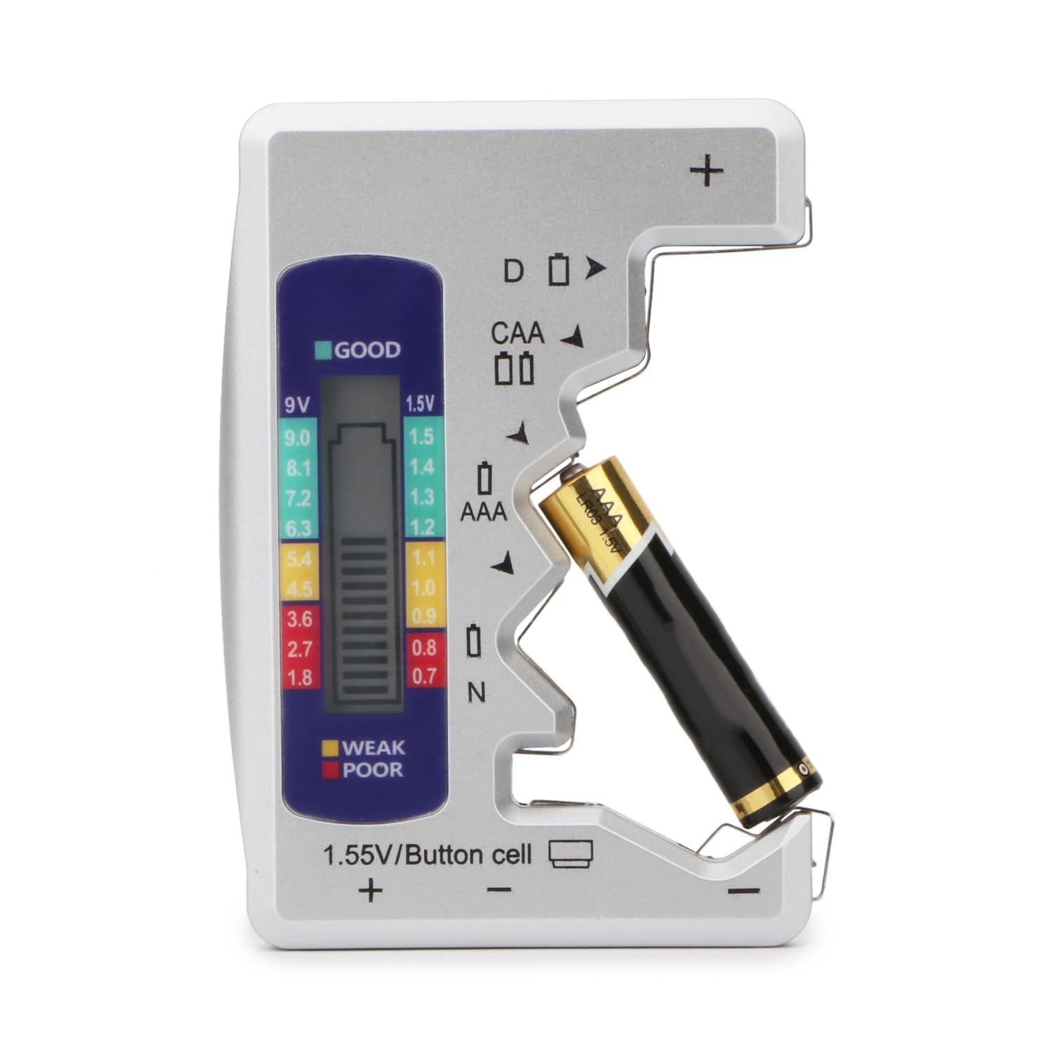 Digital Battery Tester for AA, AAA, C, D, 9V, and Button Cell Batteries