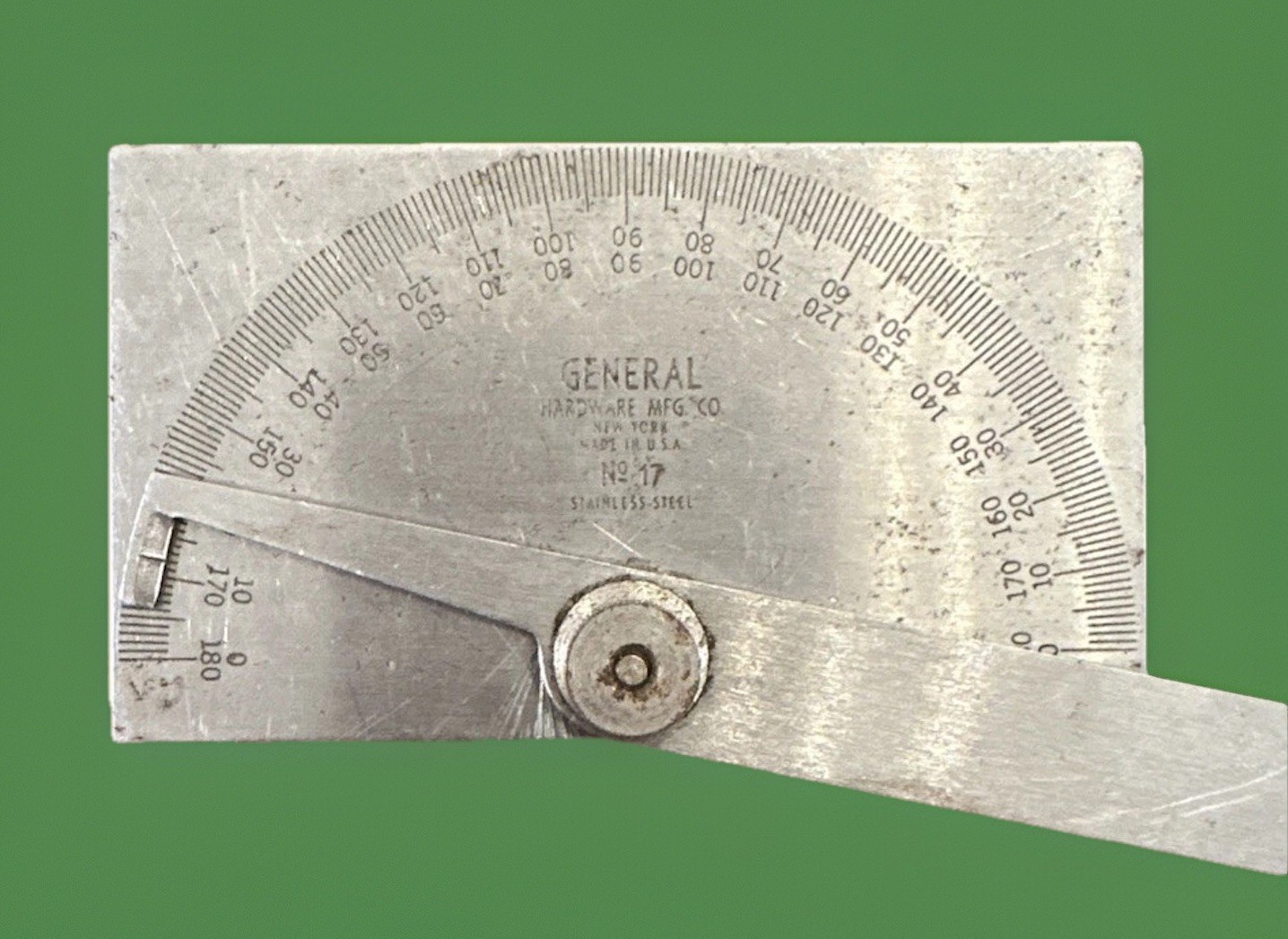 General Hardware Mfg No 17 Machinist Protractor Stainless Steel USA VINTAGE