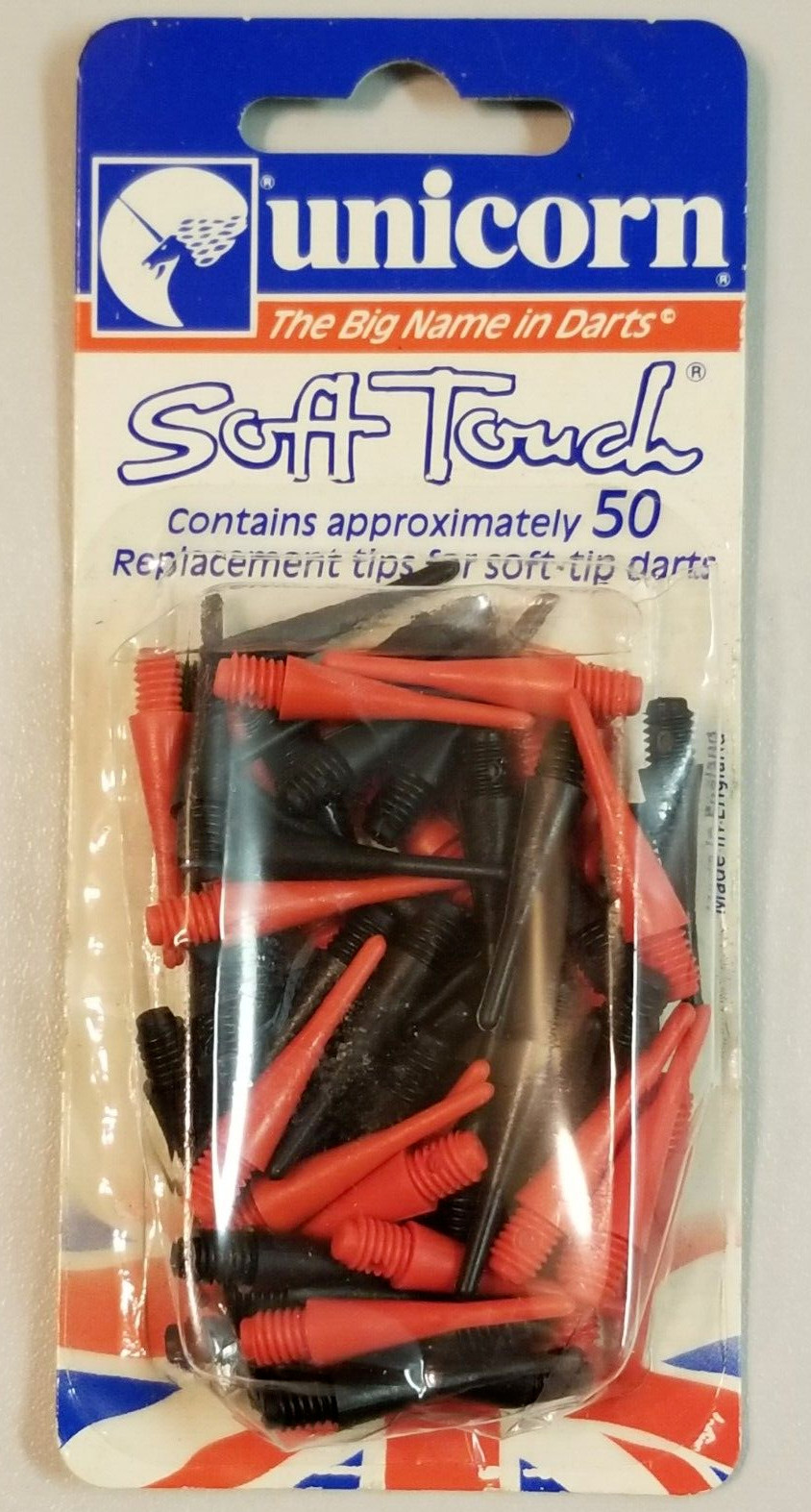 Unicorn Soft Tips Contains 50 replacement tips for soft tip darts Black Red VTG