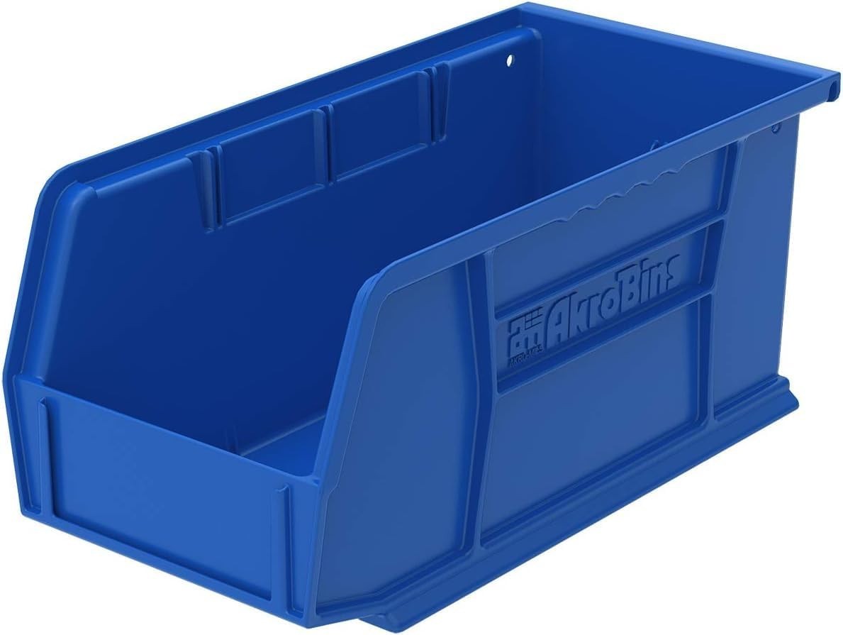 AkroBins 30230 Plastic Storage Bins 12-Pack Stackable Organizer Blue