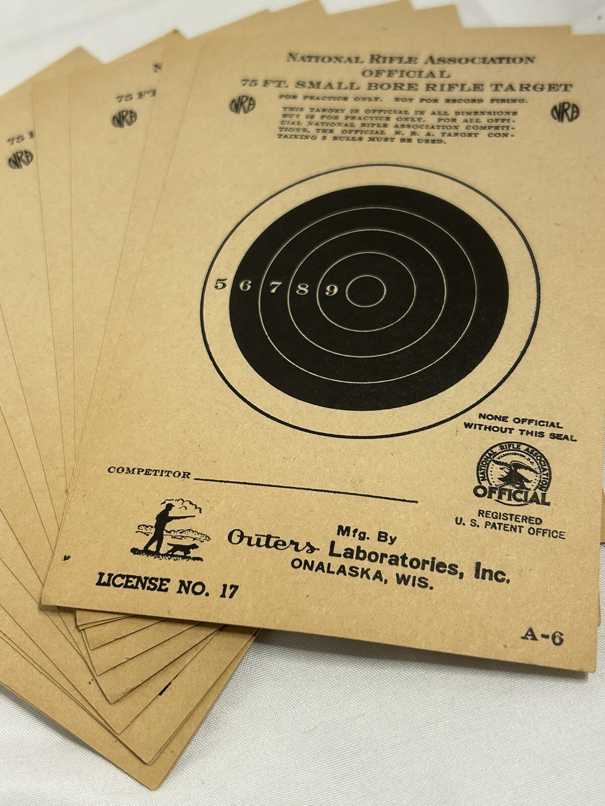 VTG NRA Rifle Paper Target Shooting 12 A-6 Sheets Outers Wisconsin USA! 🇺🇸
