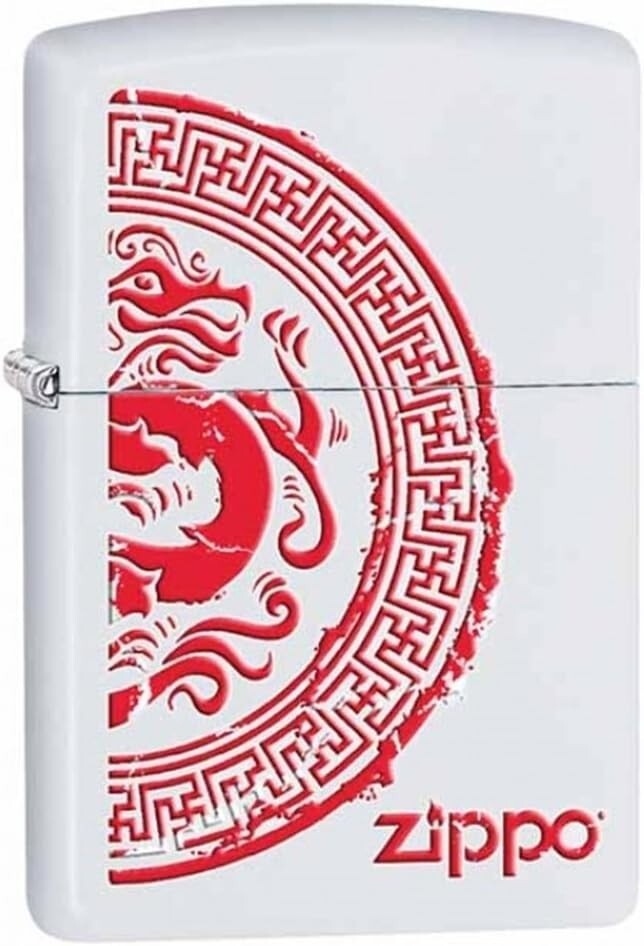 Zippo Dragon Stamp White Matte 28855