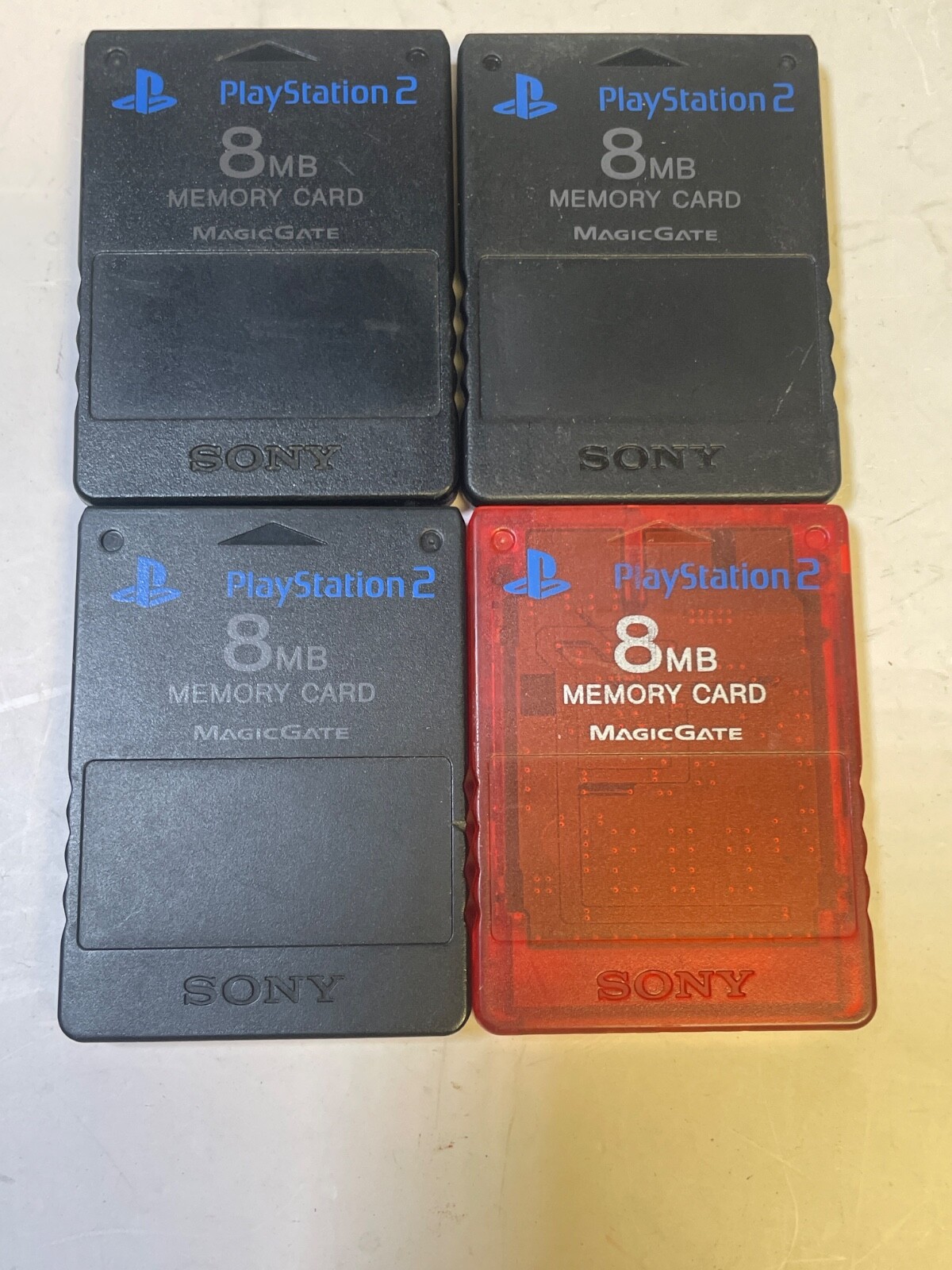 Playstation 2 8MB Memory Cards Lot of 4 UNTESTED