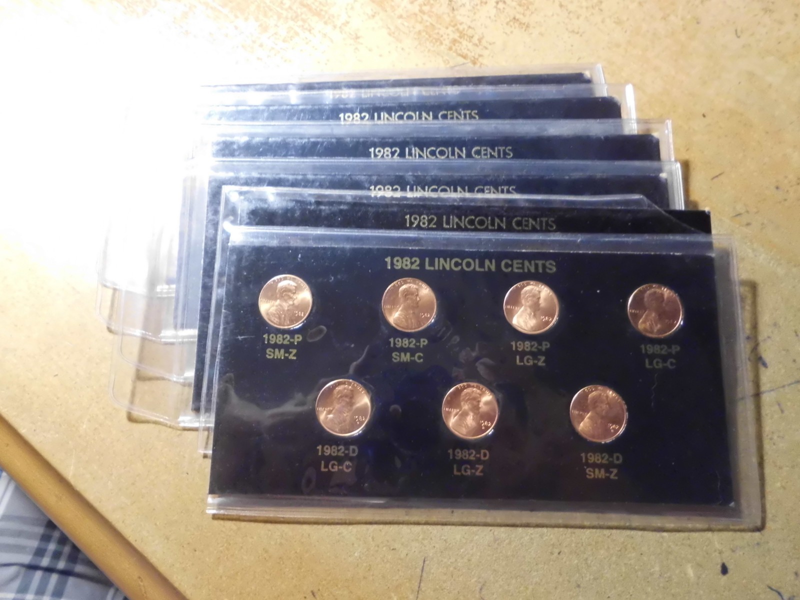 1982 P&D LINCOLN CENT 7 COIN VARIETY SET LARGE/SMALL DATE - COPPER/ZINC TYPES