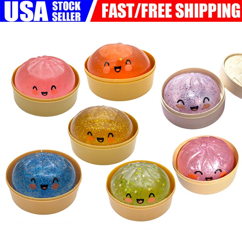 Dumpling Squeeze with Box Soft Steamed Bun Sensory Fidget Toys for Stress Relief
