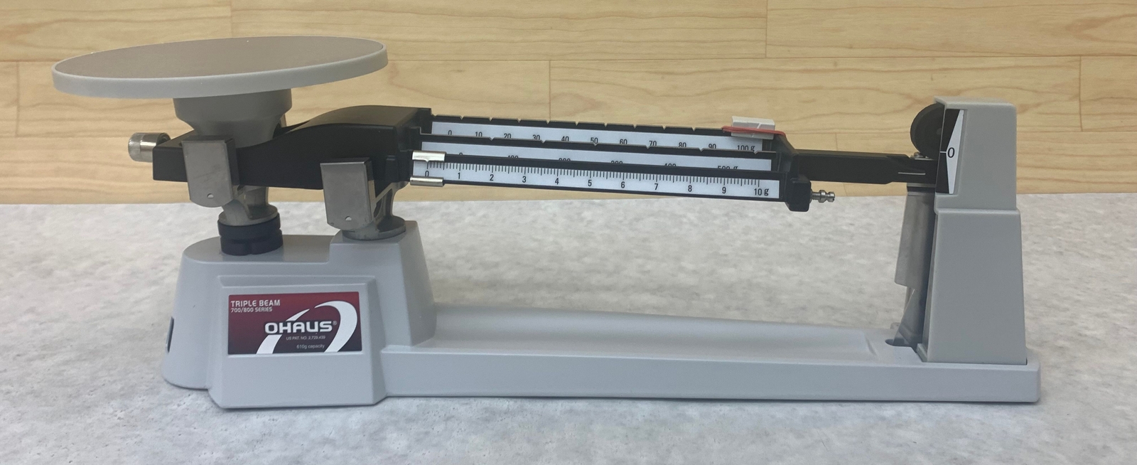 Ohaus 750-S0 Triple Beam Balance w/ Stainless Steel Pan - 610g x 0.1g