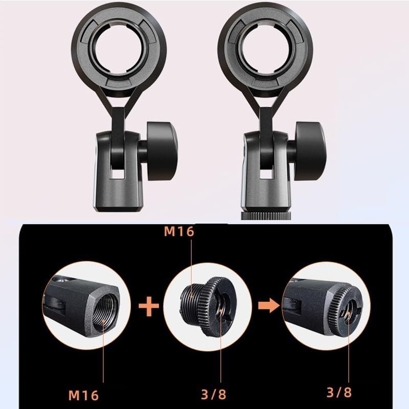 2 Pack Condenser Microphone Clip Holder with 7/8'' Thread Mount Condenser Mic Ho