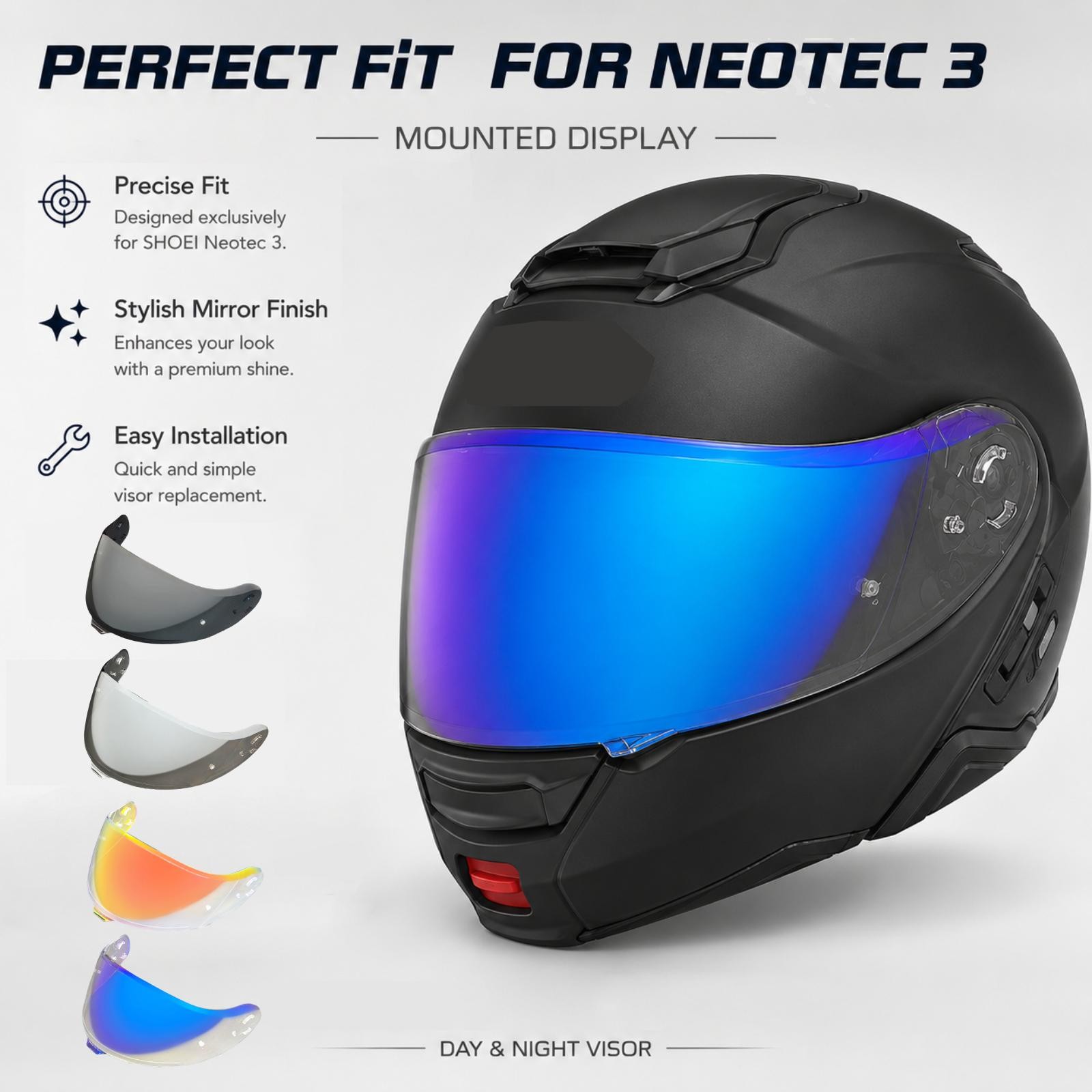 Shatter Resistant CNS-3C Day Night Aurora Helmet Visor for SHOEI Neotec 3