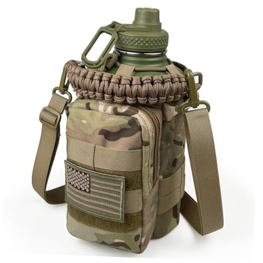 Half Gallon Water Bottle Green Bottle with CP Camo Sleeve 64 Oz Water Bottle