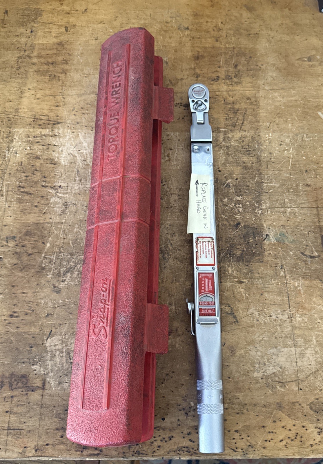 Snap-On TQFR-250C (40-250 ft-lb) 1/2" Drive Flex Head Torque Wrench W/ Case *fix