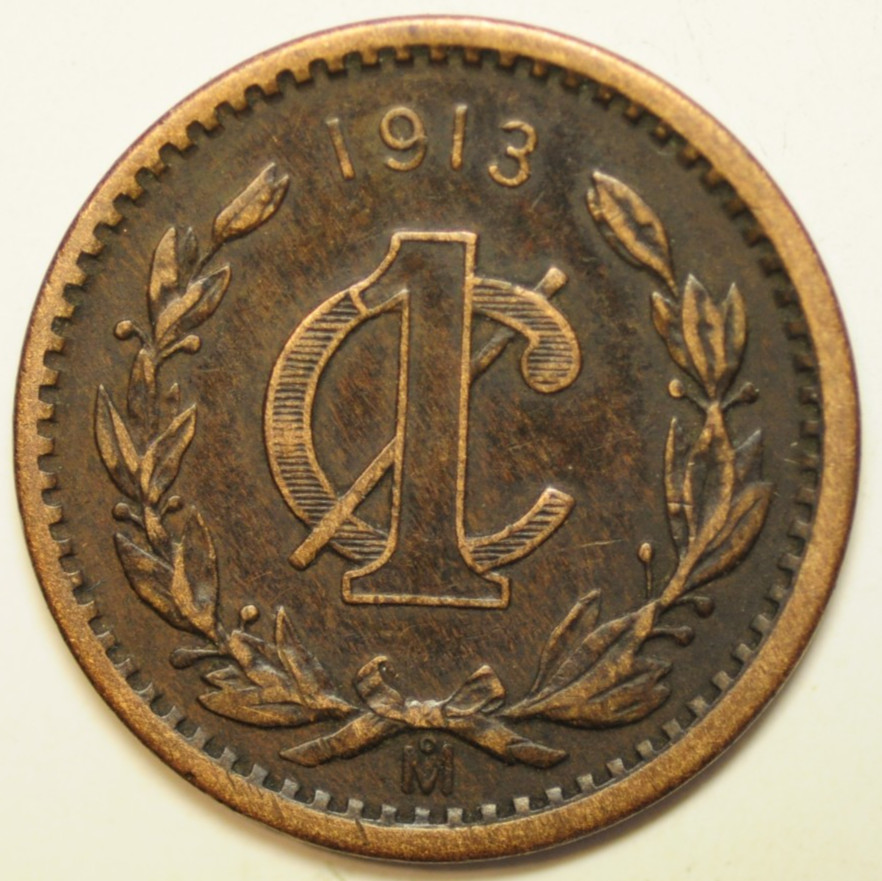 mw30267 Mexico Bronze Centavo 1913 Mo Mexico City Mint    KM#415