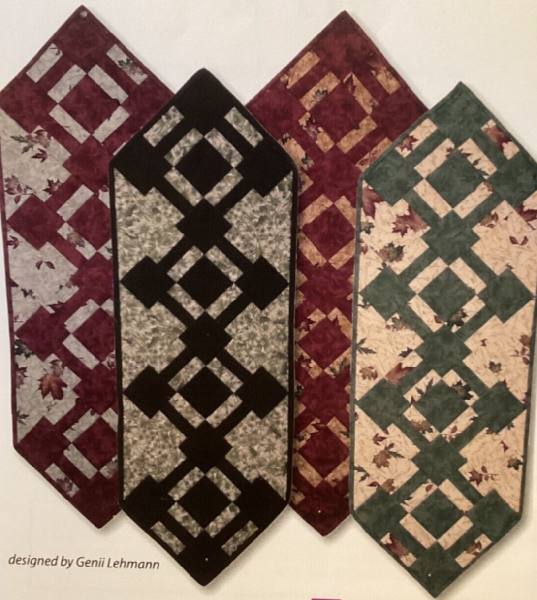 PATTERN Primitive Four by Four Block Quilt Table Runner NEW Lehmann Quilting